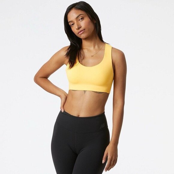 New Balance Orange Yellow Fortiflow Seamless Wirelesss Racerback Sports Bra 32DD - Picture 1 of 12